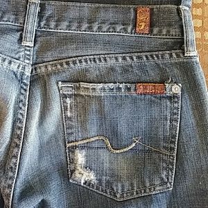 Women jeans 7 For all Mankind Cotton B12 sz 26 low-rise distressed